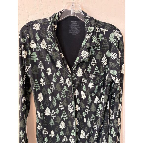 MeUndies Sz S Modal Button Down PJ Dress Long Sleeve Tree‎ Christmas Print - Picture 4 of 8